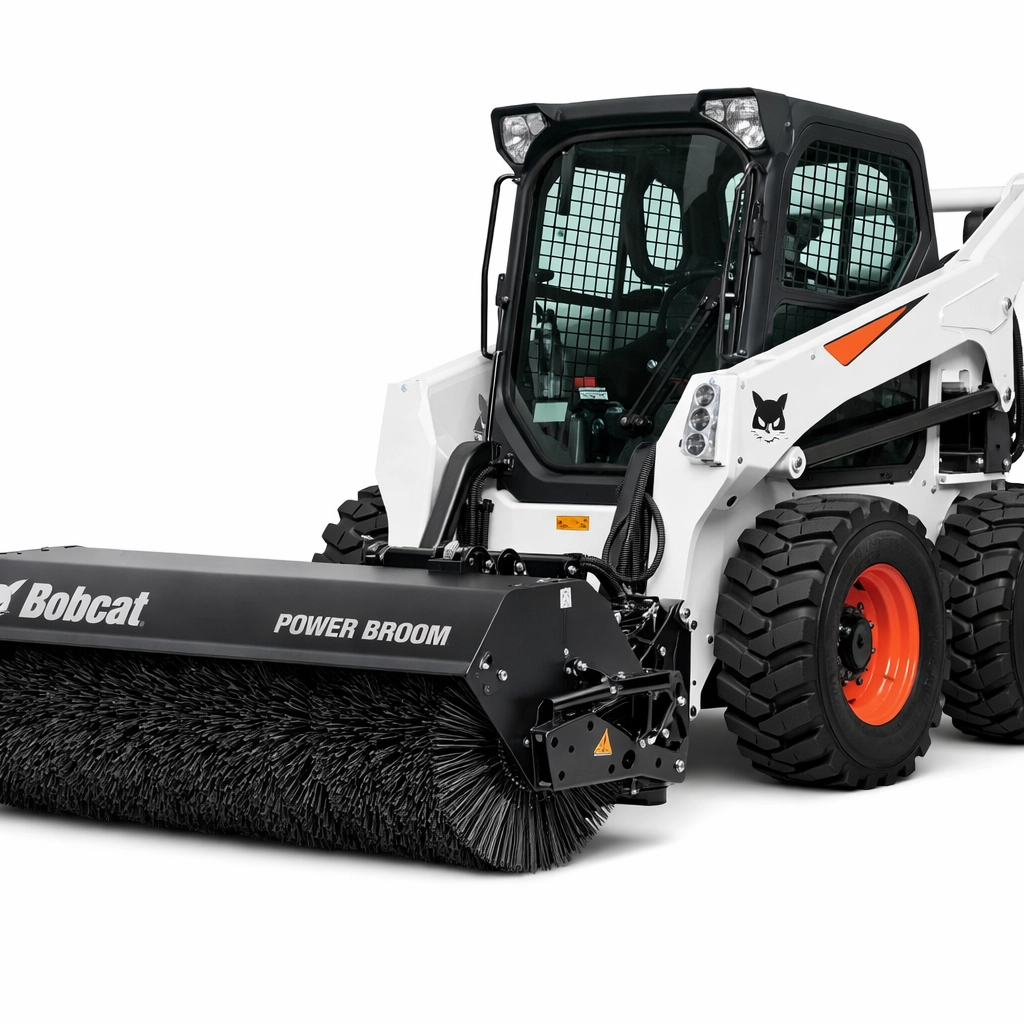 Bobcat with sweeper + compactor + crusher for rent