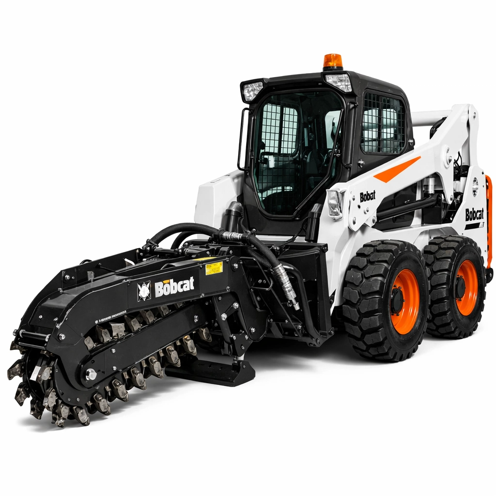 Bobcat Trencher cutting asphalt in Saudi Arabia