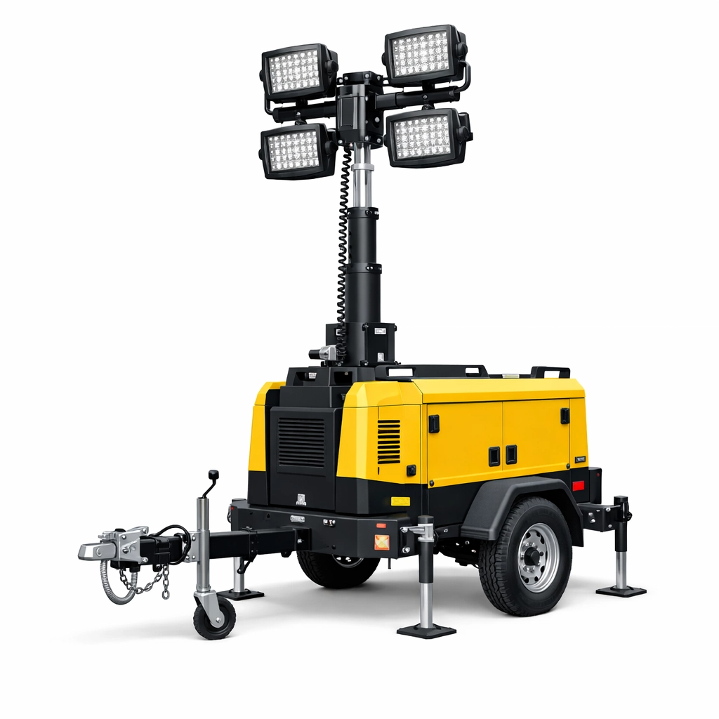 تاور لايت على مقطورة للايجار - برج إضاءة متحرك للتنقل السريع